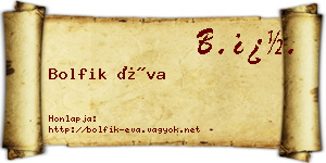 Bolfik Éva névjegykártya